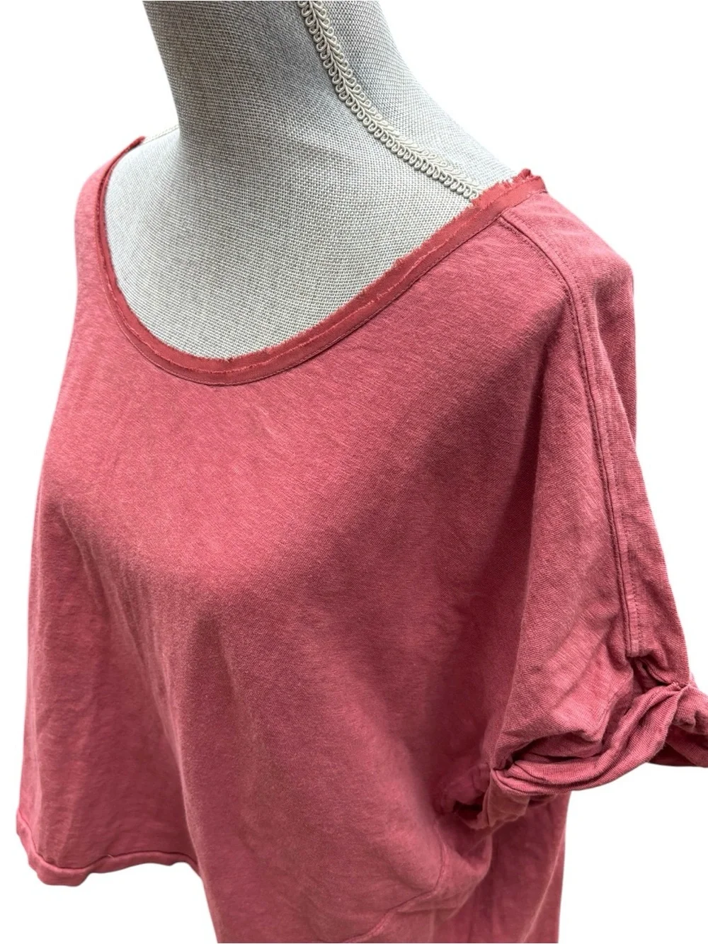 Free People Boho Embroidered Cotton T-Shirt L Faded Grunge Boho Fairy Cottage